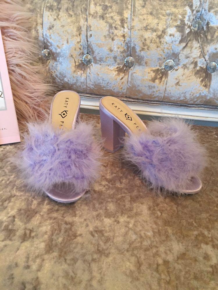 purple fluffy heels