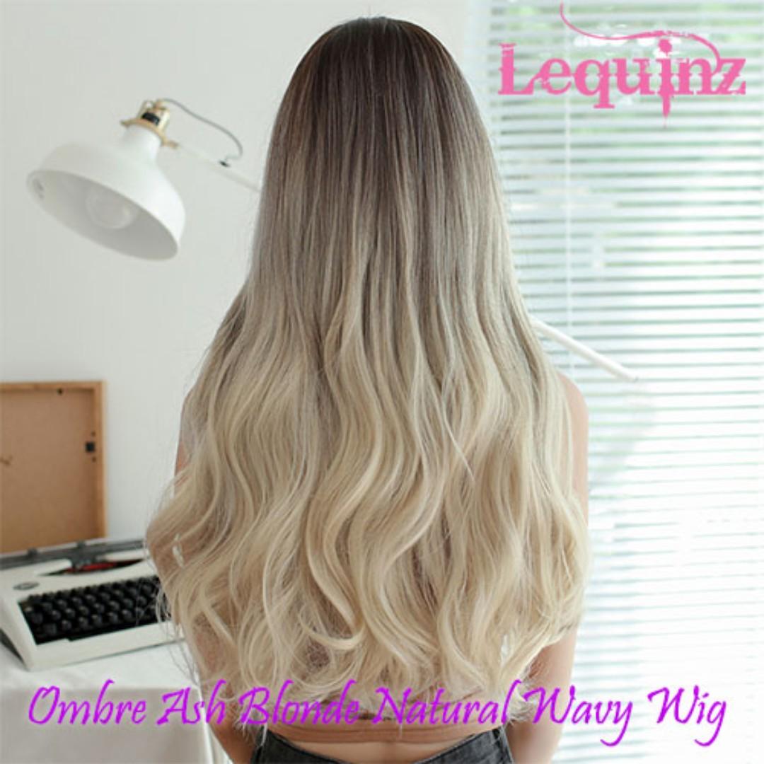 Instocks Korean Air Bangs Ombre Black To Ash Blonde Hair Wig