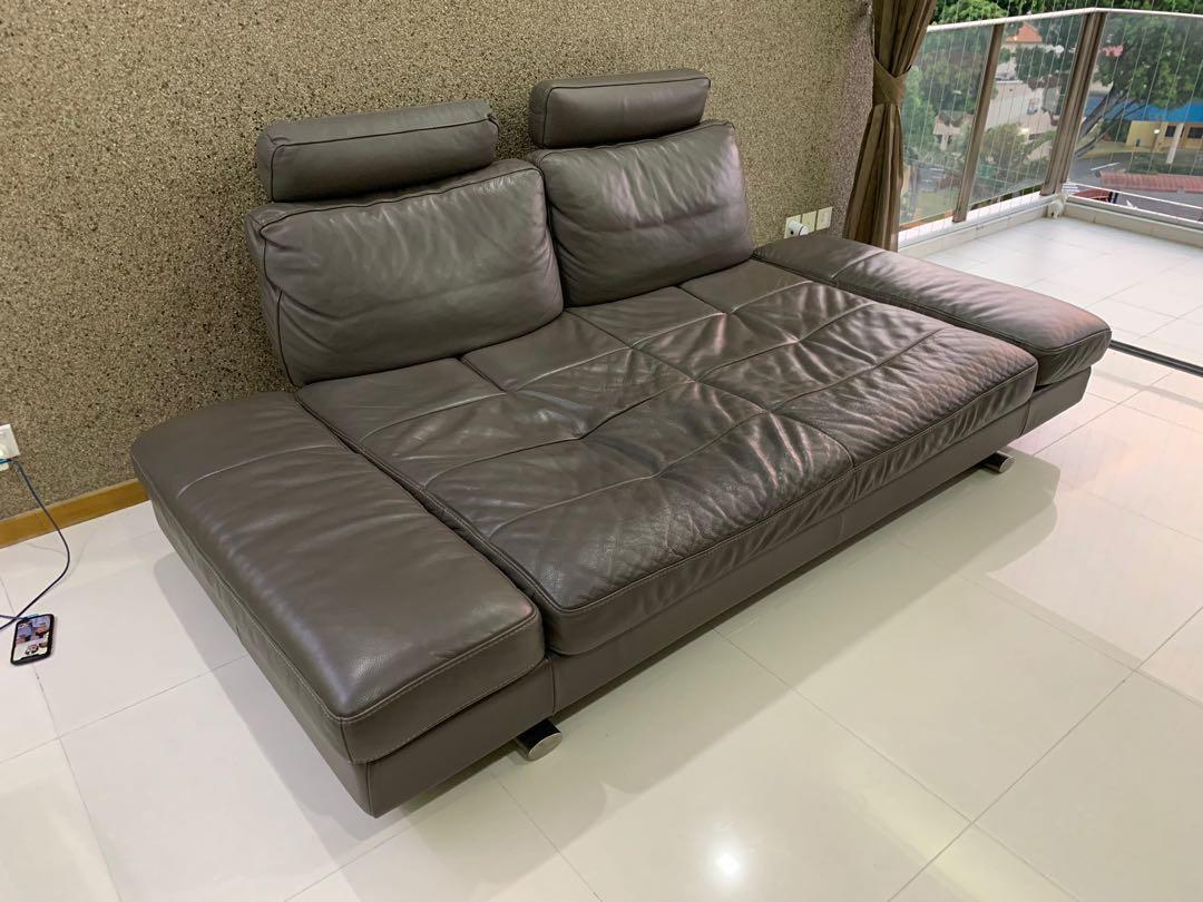kuka trade leather 3 seater power reclining sofa
