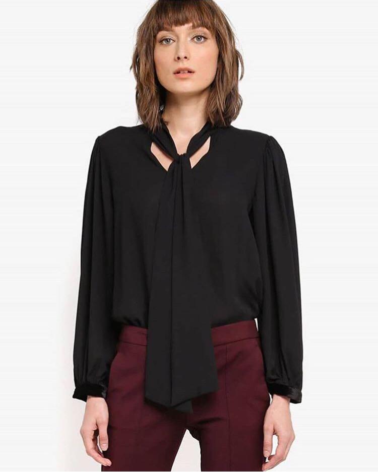 MANGO OUTLET TIE-NECK BLOUSE, Fesyen 