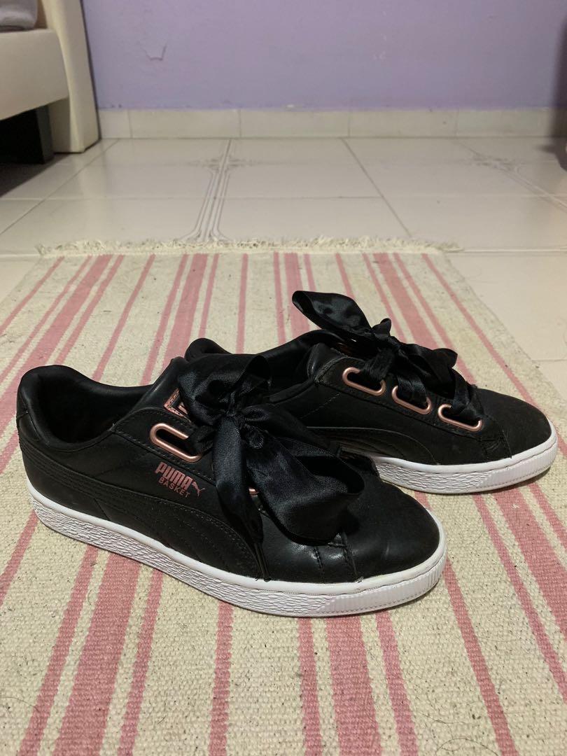 puma basket heart black rose gold