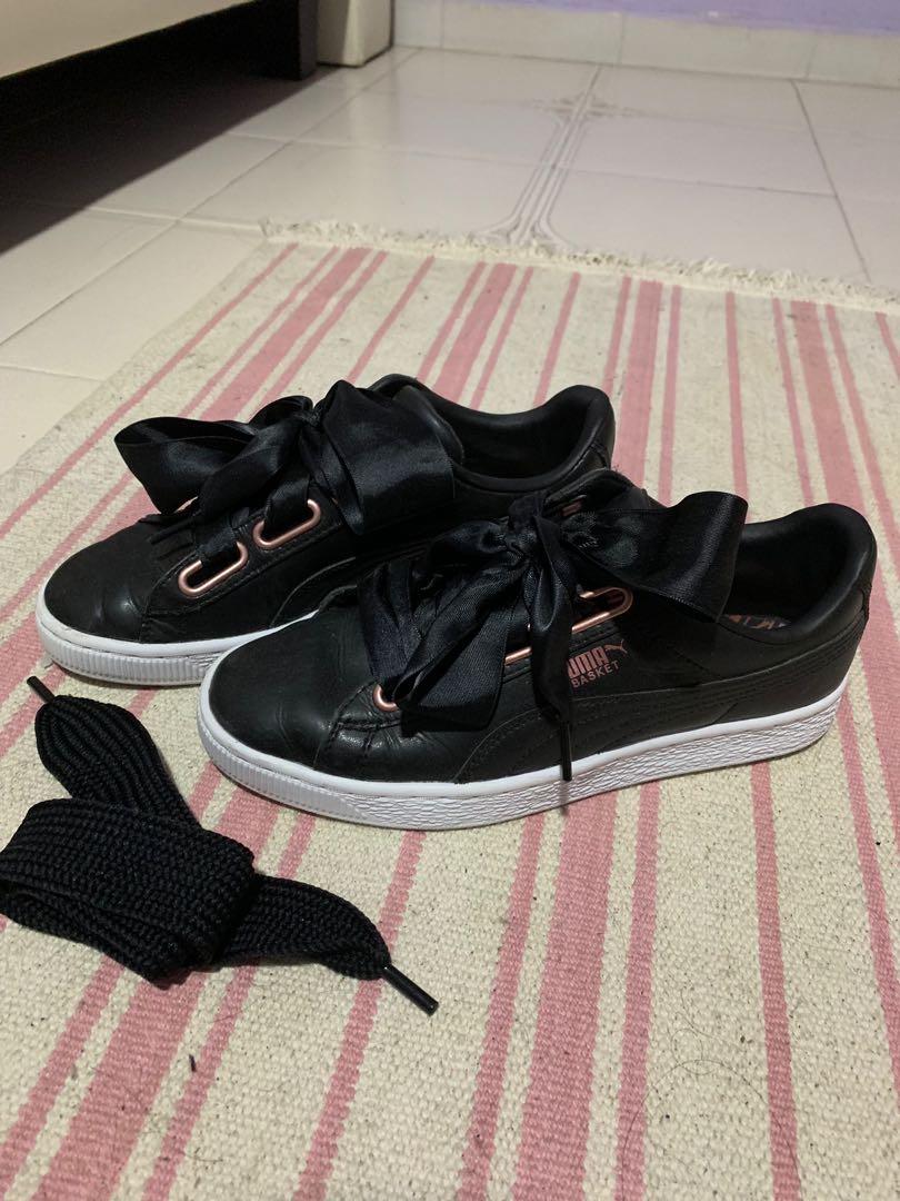 puma basket heart black rose gold