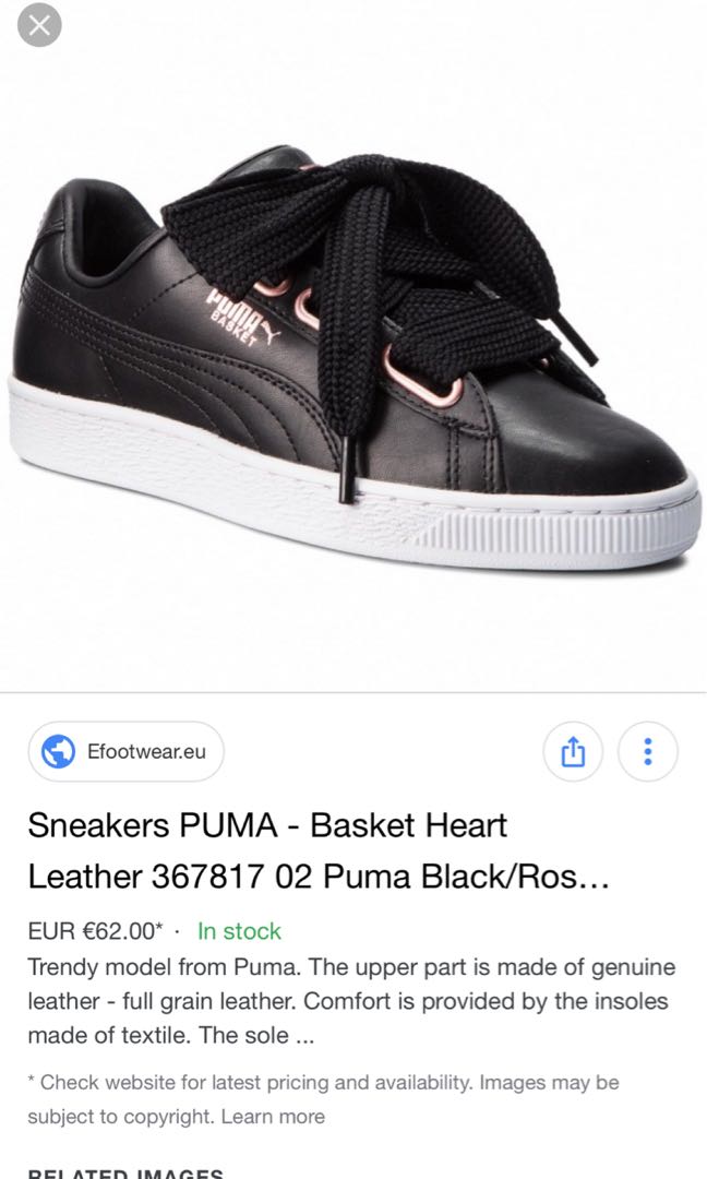 puma basket heart black rose gold