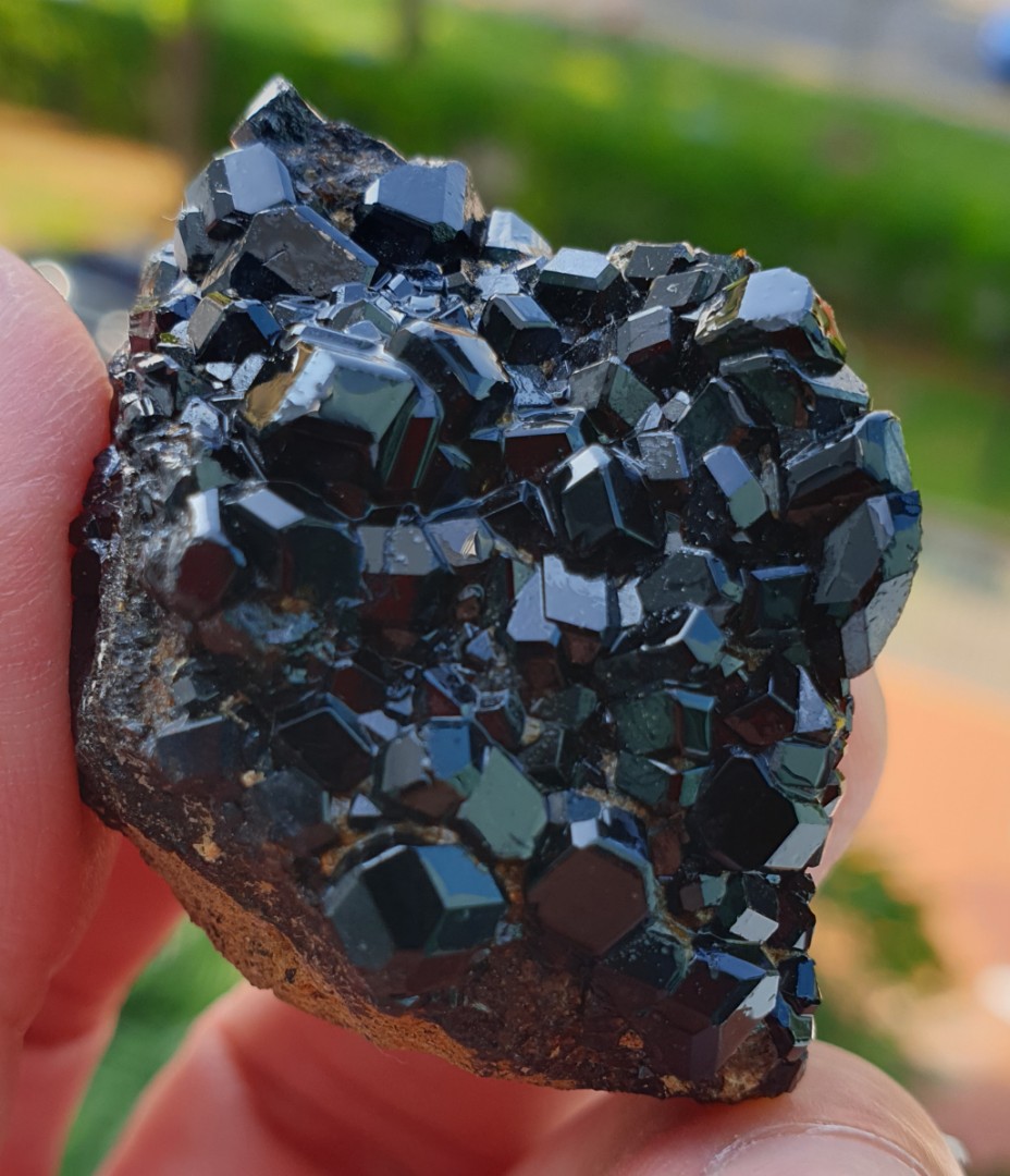 Black top garnet crystal