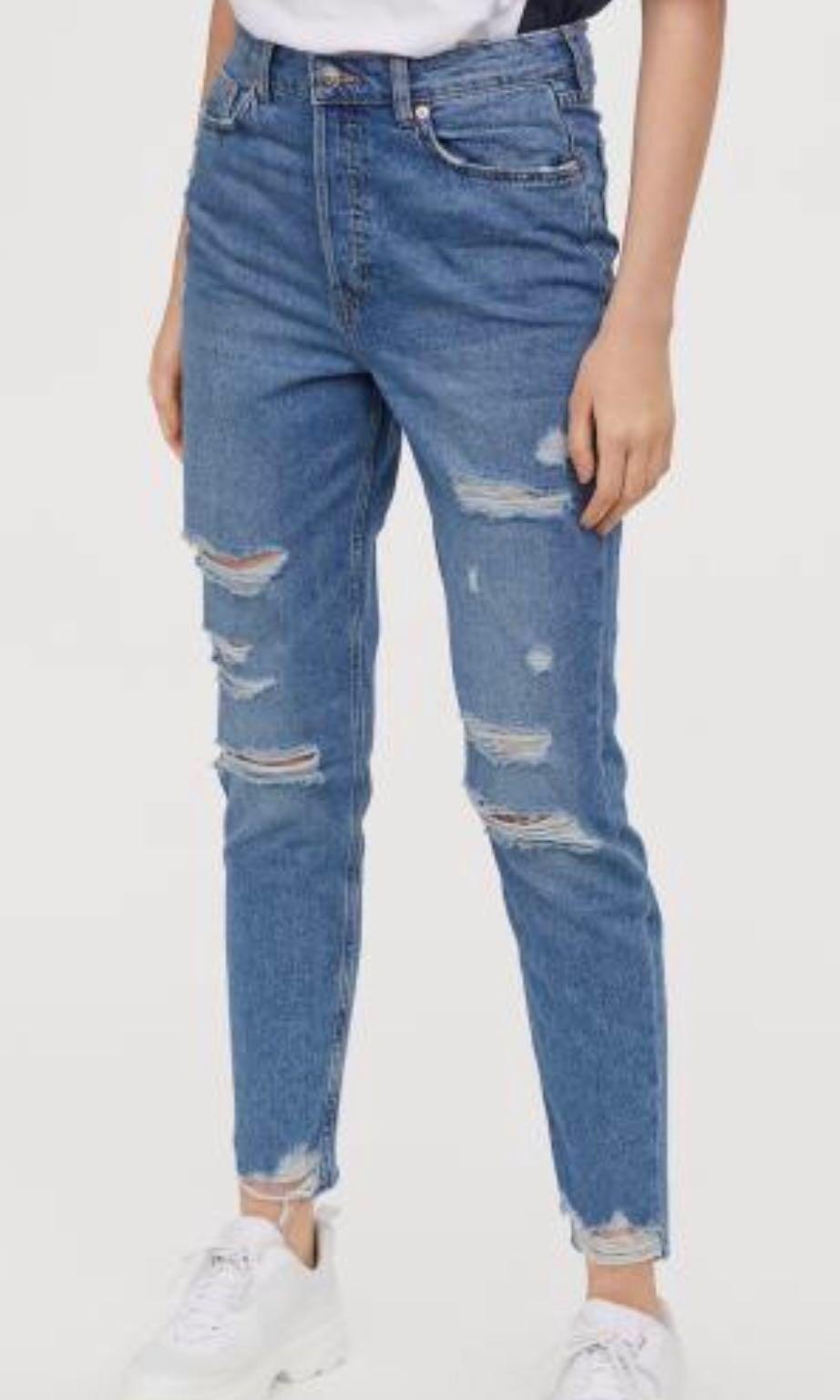 h&m ripped mom jeans