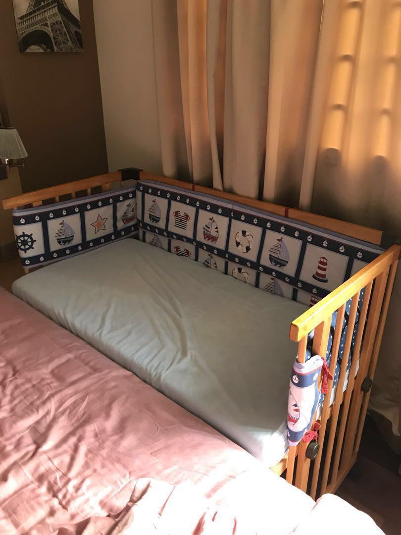 Wooden Baby Crib Co Sleeping Cot Babies Kids Cots Cribs