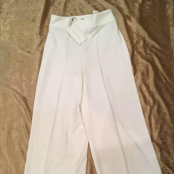 high waisted white trousers zara