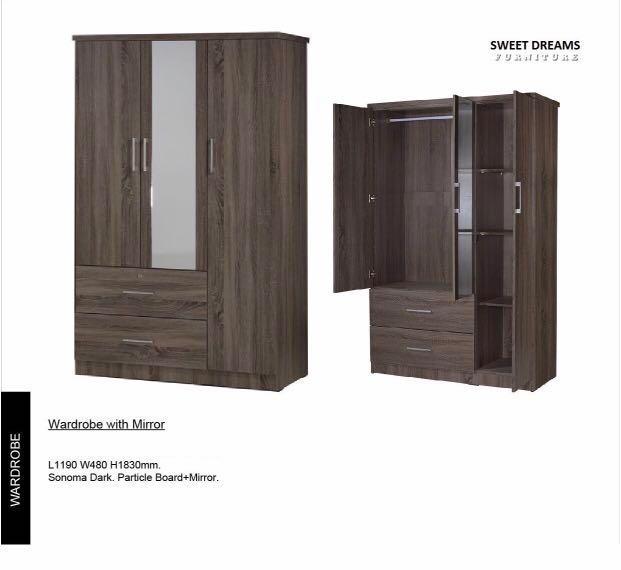 3 Door Wardrobe With Mirror Furniture Shelves Drawers On Carousell