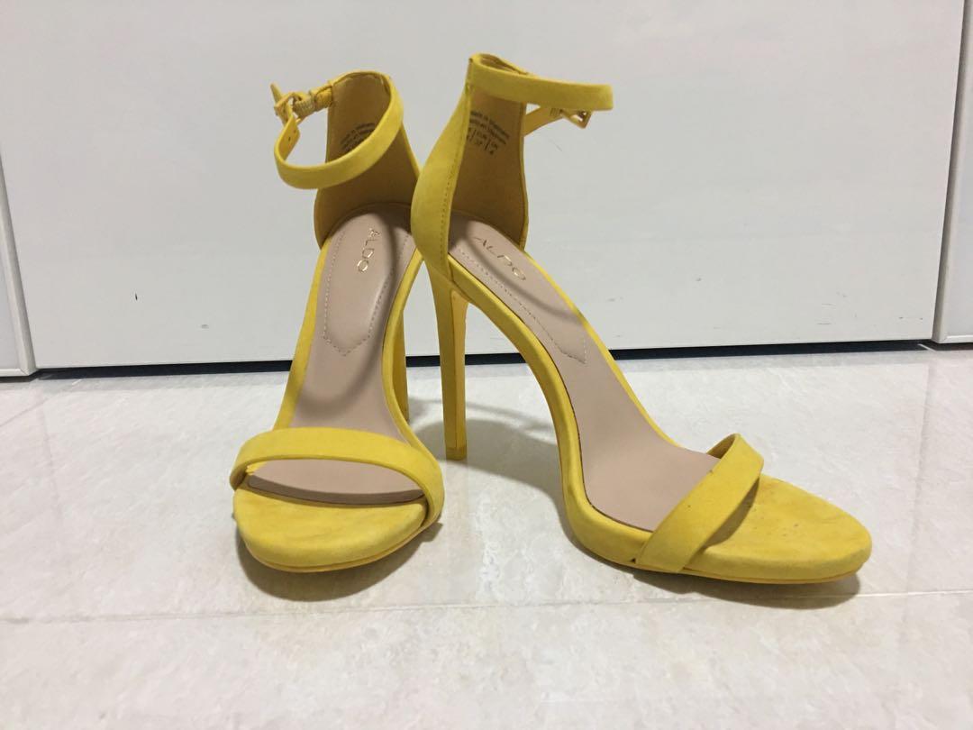 Aldo Heels yellow suede and worn only once. Too high for me