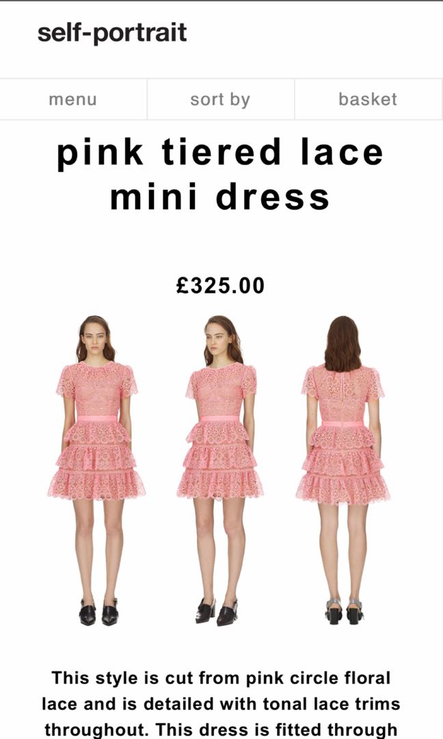 self portrait pink tiered dress