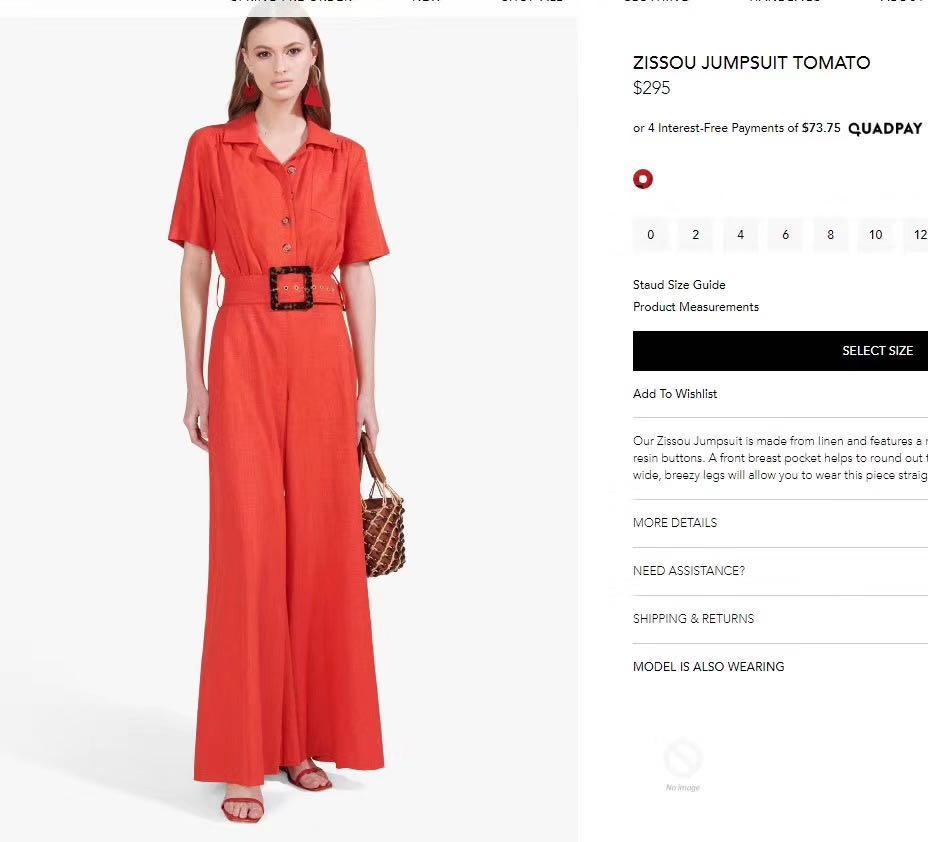 BN Authentic STAUD Zissou Jumpsuit