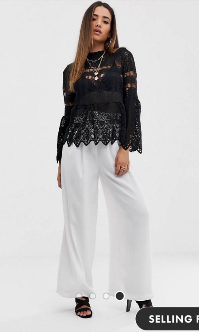 Boohoo crochet lace peplum bell shop sleeve top