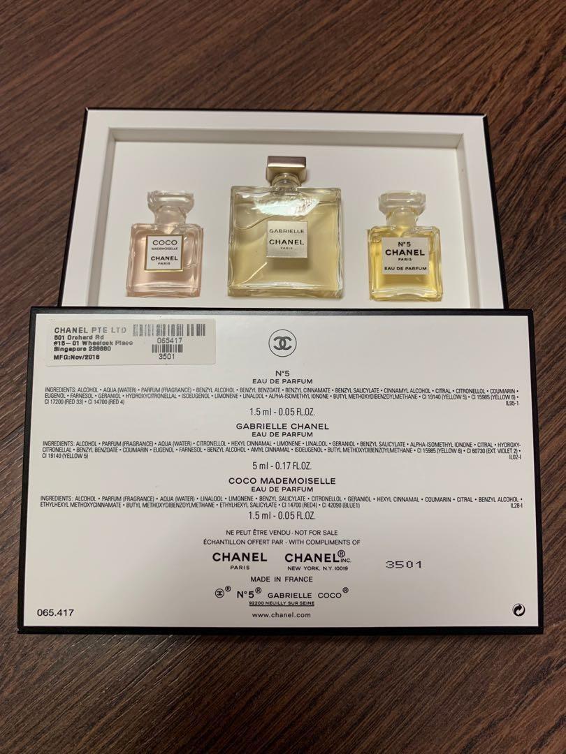 Chanel perfume miniature set coco mademoiselle, gabrielle Chanel, N5
