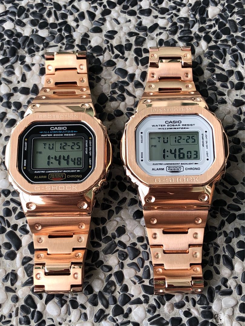 Custom rose gold full metal bezel and bracelet in original Casio G Shock DW 5600 full metal G Shock full metal dw5600 full metal rose gold