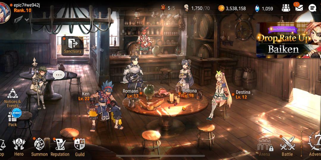 Early Game Epic Seven Account With Ken Bellona And Destina Toys Games Video Gaming Video Games On Carousell