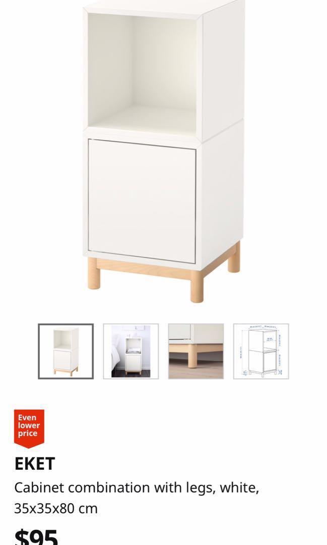 Eket Ikea 2 White Cabinets With Doors And 2 Legs Furniture Shelves Drawers On Carousell