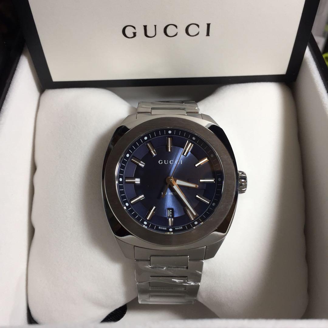 Gucci Watch GG2570 XL Dark Blue Sun Brushed Dial Men s Quartz