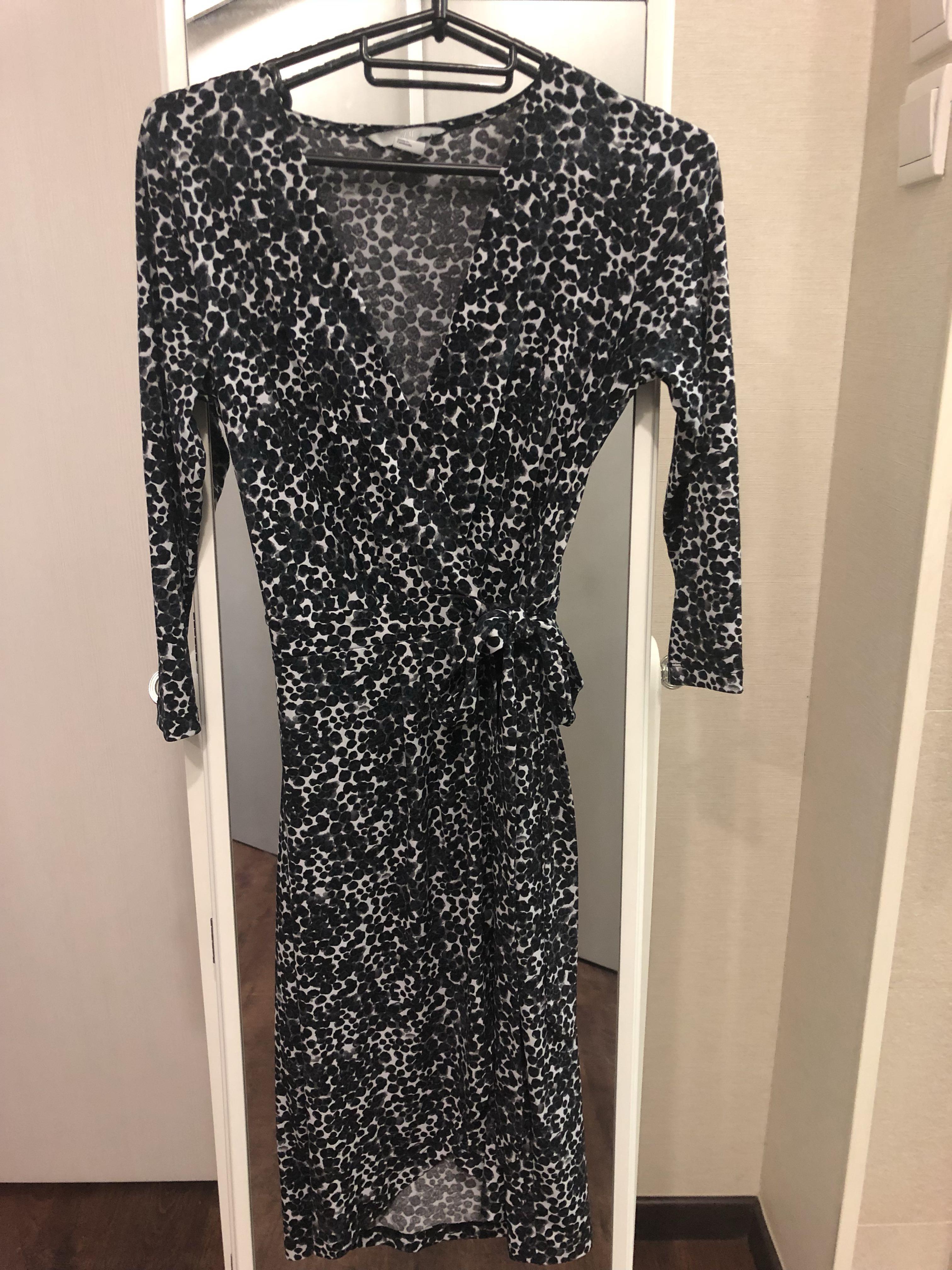 h&m leopard wrap dress