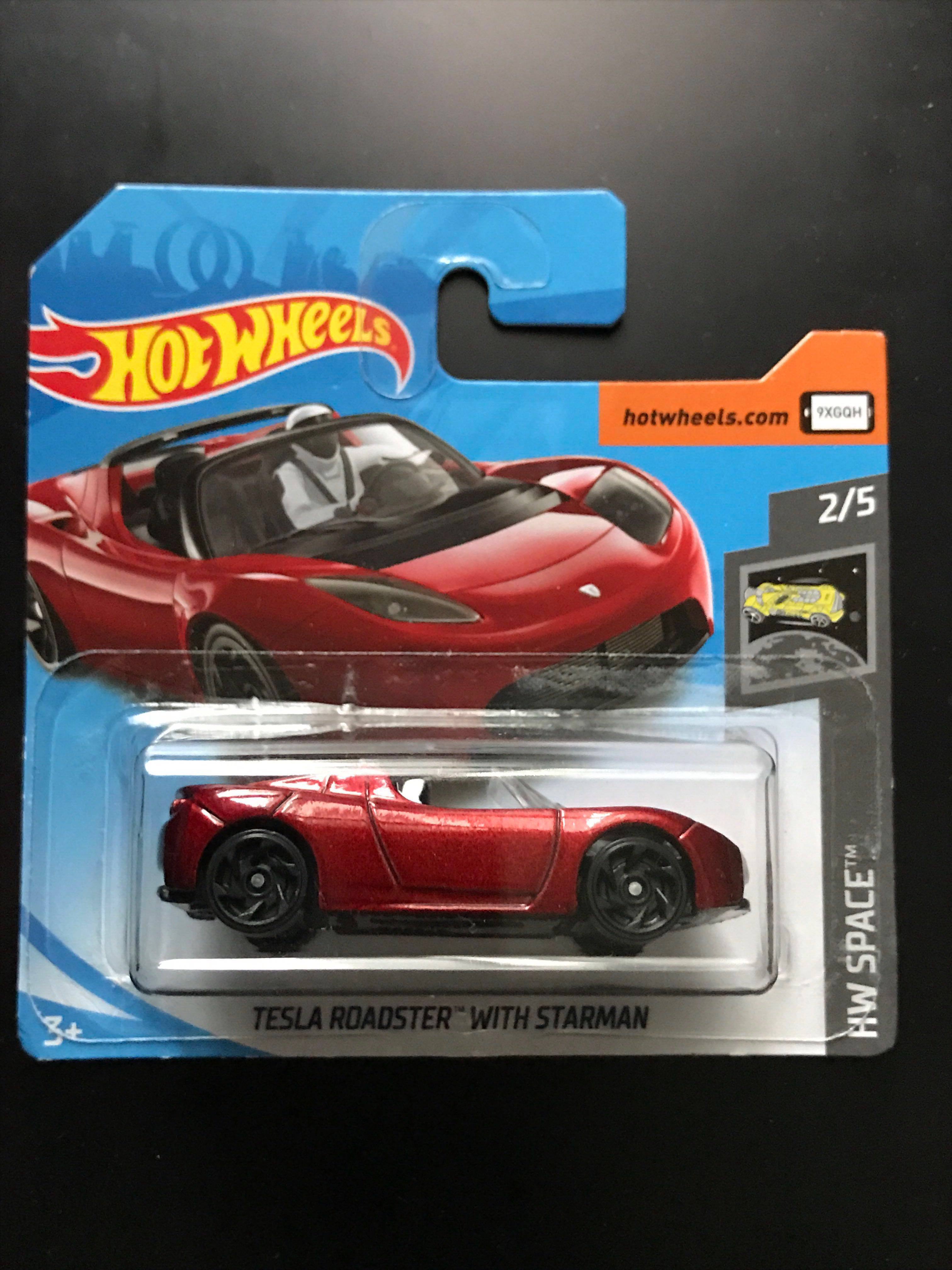 tesla roadster with starman hot wheels