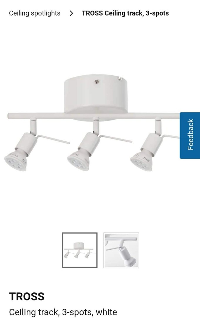 Ikea Tross Ceiling Track Light with LED bulbs, Babies & Kids, Baby