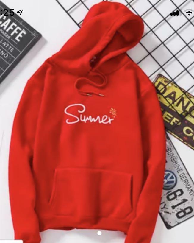Red graphic hoodie women's clearance