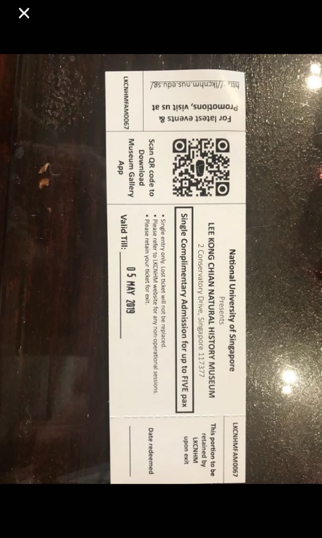 Lee Kong Chian Natural History Museum ticket, Tickets & Vouchers, Local