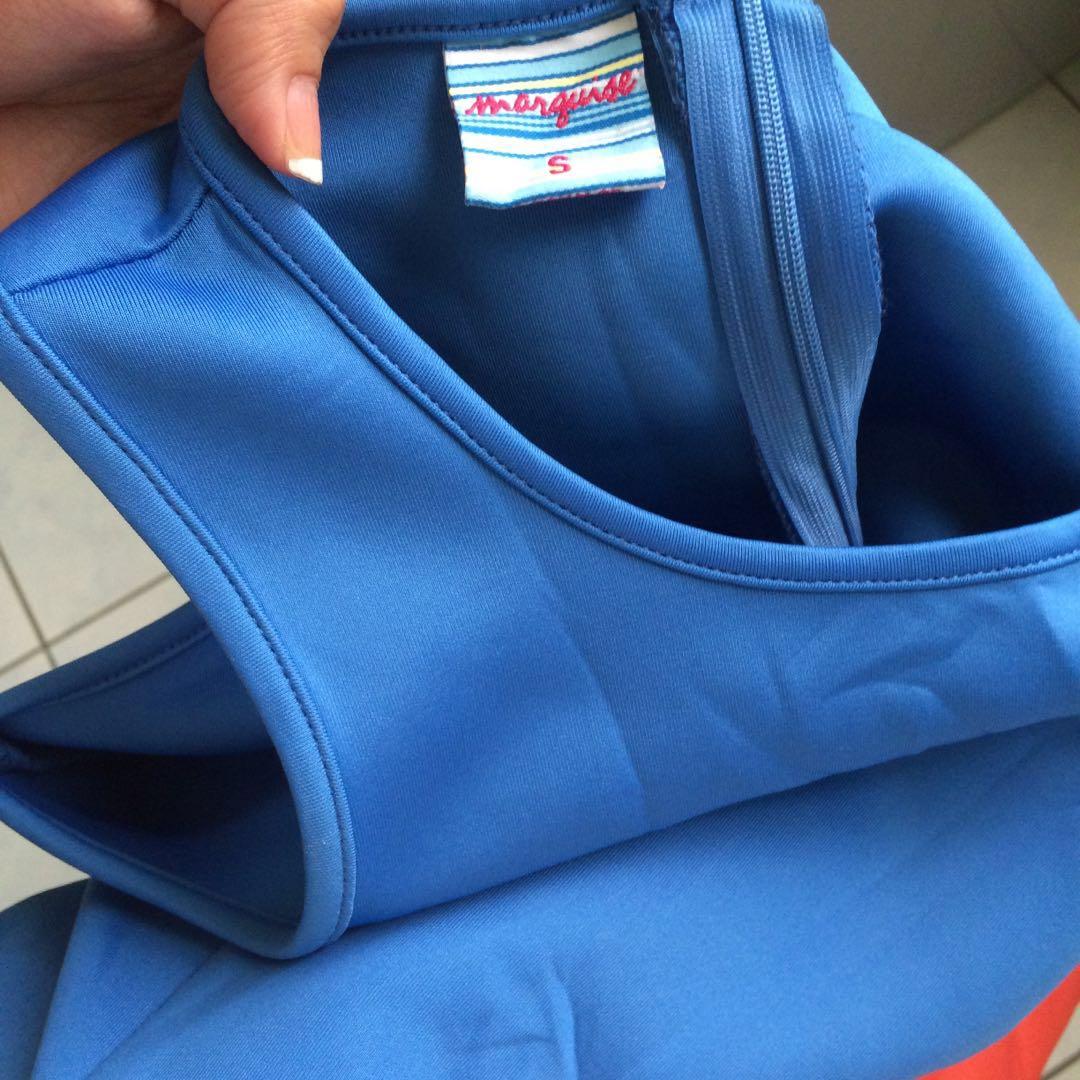 Neoprene Dress blue (Category: Maternity wear) located in Cebu City. Submitted by onlyera (Listing ID 227326033, Image 3). Description: Fits small to medium Good as new Short dress See texture and original pics Short bodycon dress Semi stretch.