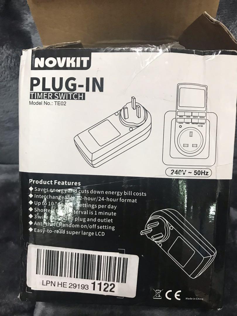 2 X NOVKIT Digital Security Timer Plug Socket Programmable Switch Timer