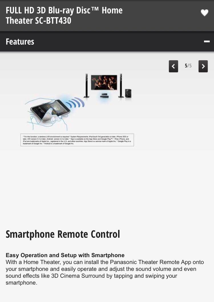 Panasonic Smart Network 3d Blu Ray Disc Home Theatre System Sc Btt430 Electronics Audio On Carousell