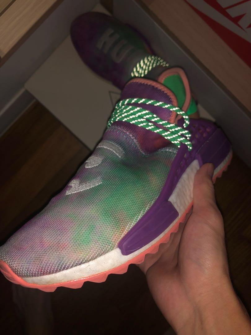Pharell x NMD Human Trail "Holi Chalk Choral, Men's Footwear, Sneakers on Carousell