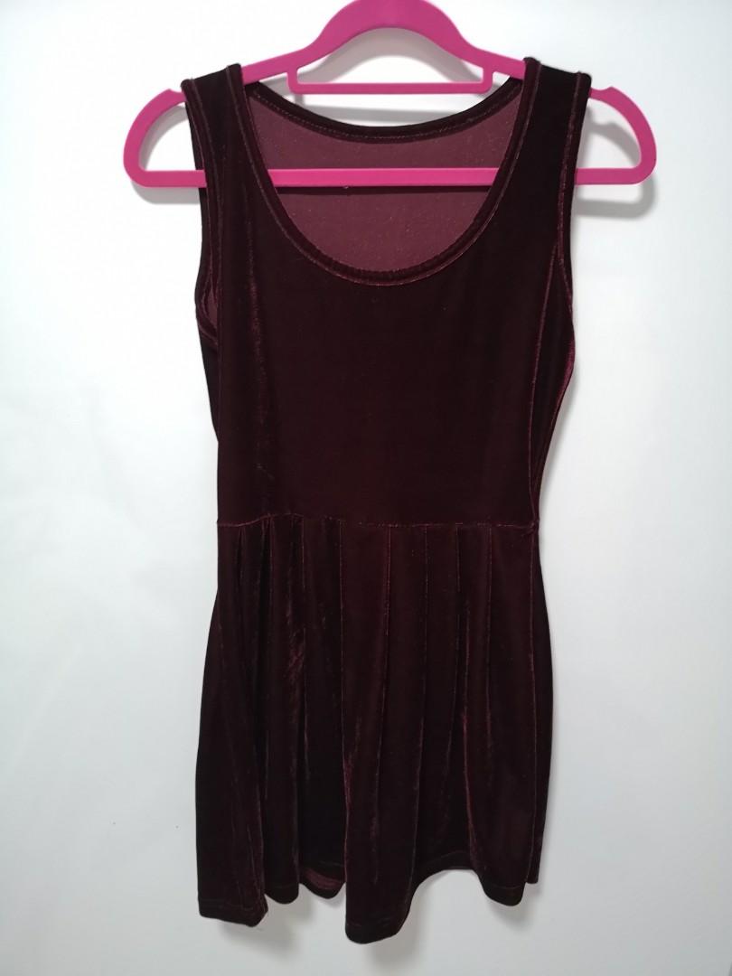 red velvet skater dress