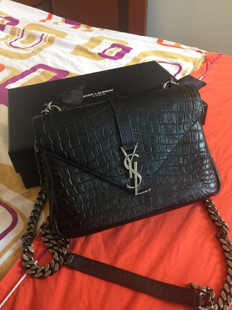 Saint Laurent YSL College Croc Bag Luxury Bags Wallets on