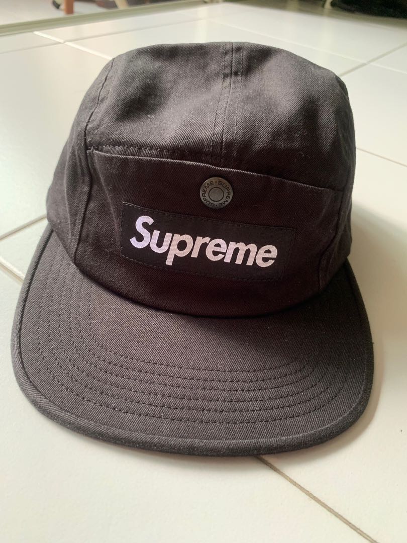 supreme snap button pocket camp cap