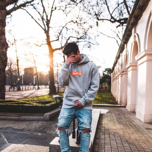 Supreme grey on grey box logo hoodie new arrivals