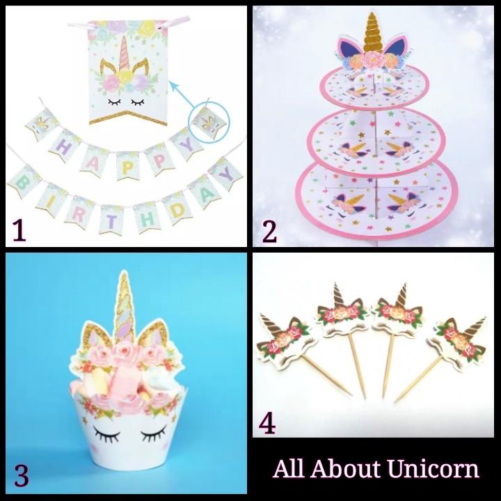 Unicorn Party Banner Cupcake Stand Cupcake Wrapper Cupcake
