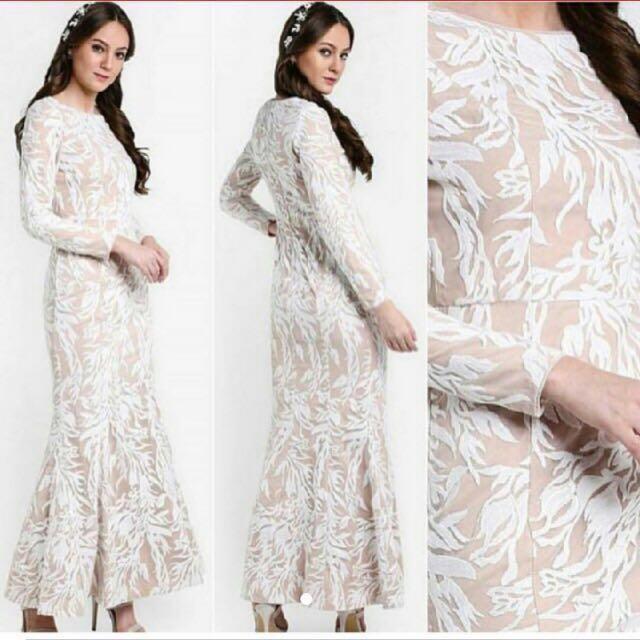 Zalia Sequin Mermaid Dress in Nude RENTAL