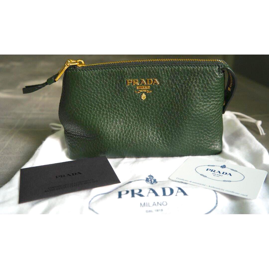 Prada leather shop cosmetic bag