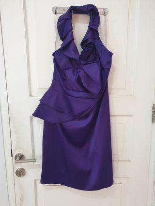 Karen Millen Purple Dress Party Gown Gaun Pesta Formal