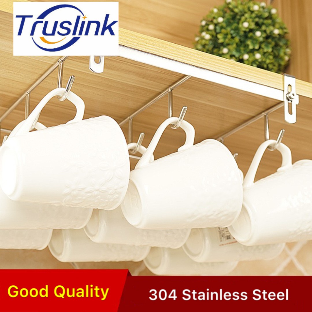 304 Stainless Steel Mug Holder Under Shelf Cup Hooks Under Mug