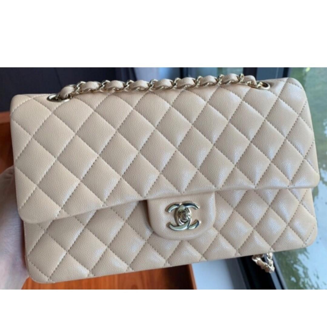 Chanel Classic Flap Nude Caviar Leather Large Jumbo  RELUXE1ST