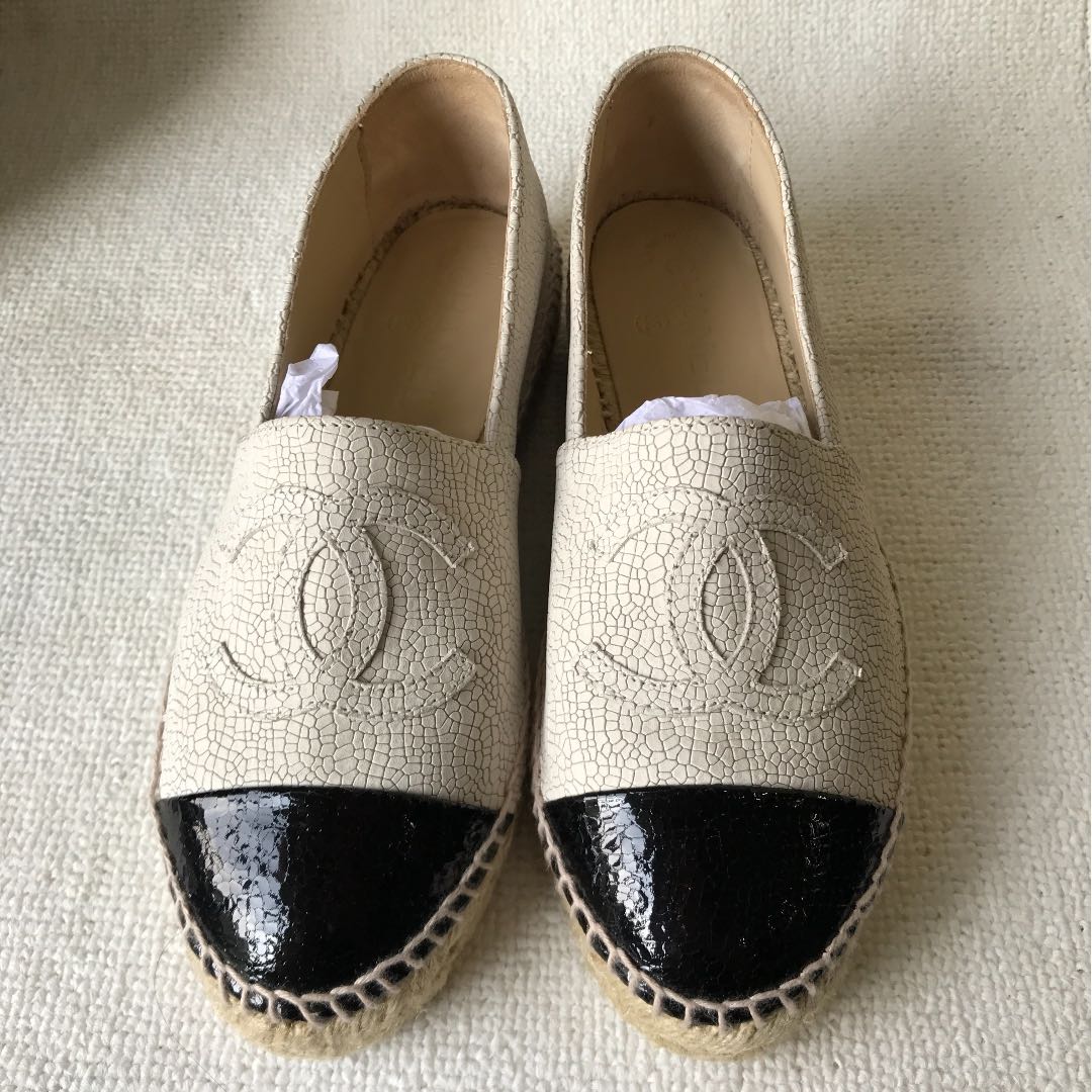 chanel leather espadrilles