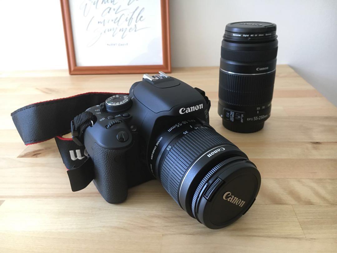 canon eos 600d with 18 55mm lens and 55 250mm lens