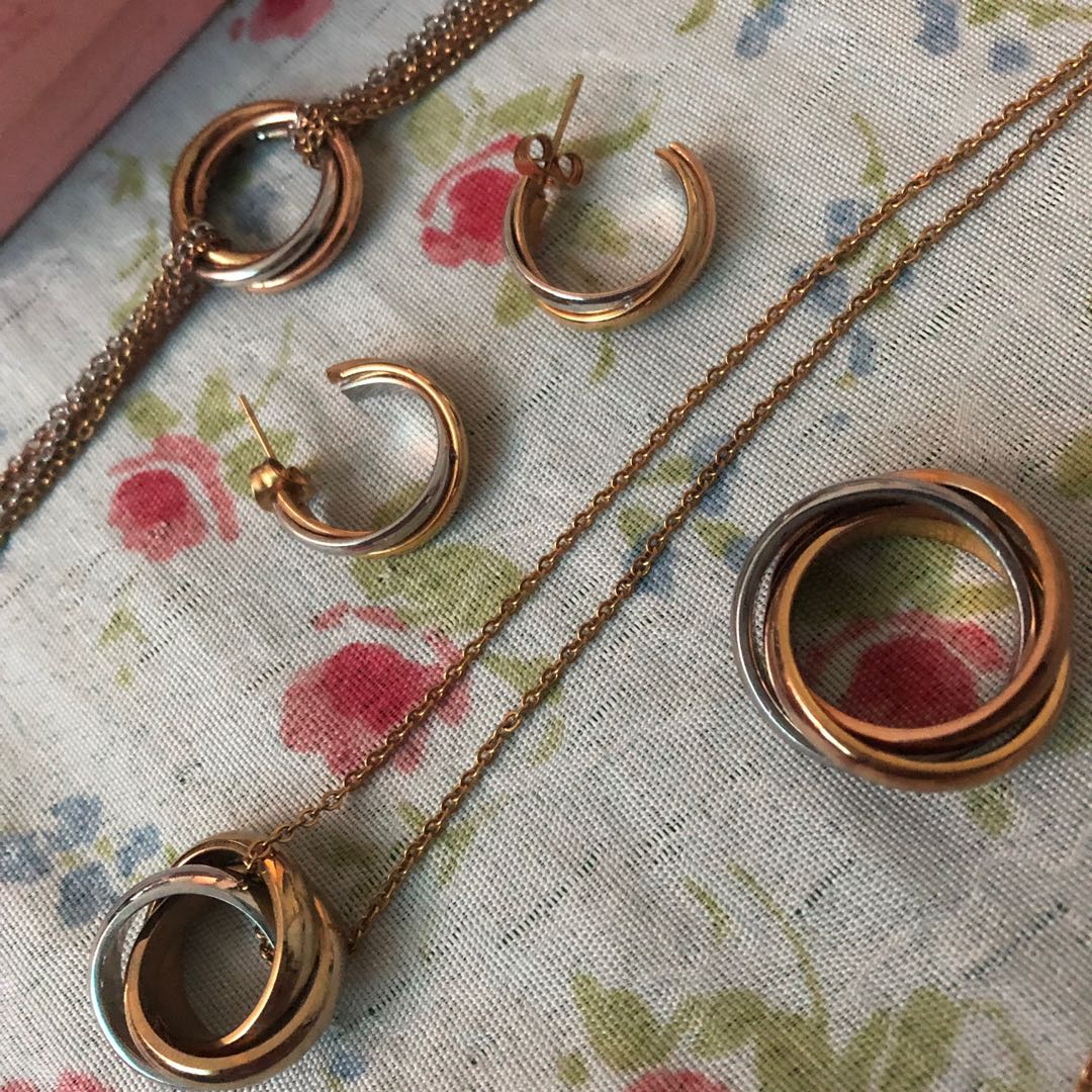 CartierInspired TriColor Jewelry Set, Women's Fashion, Jewelry