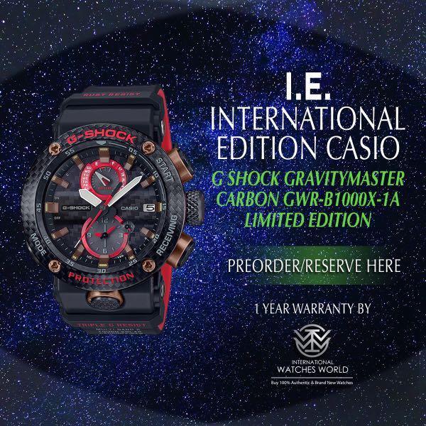 CASIO INTERNATIONAL EDITION G SHOCK GRAVITYMASTER CARBON CORE GUARD STRUCTURE LIMITED EDITION GWR B1000X 1A