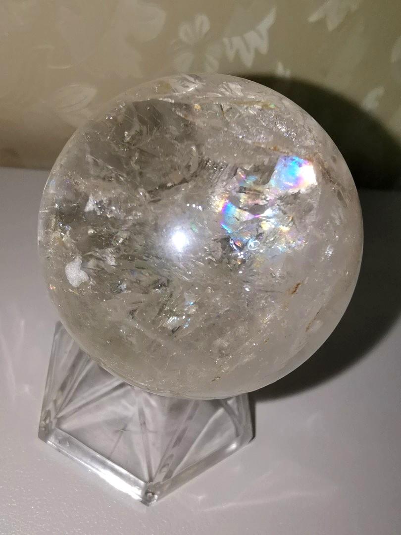 Clear Quartz Crystal Ball With Rainbow Vintage Collectibles