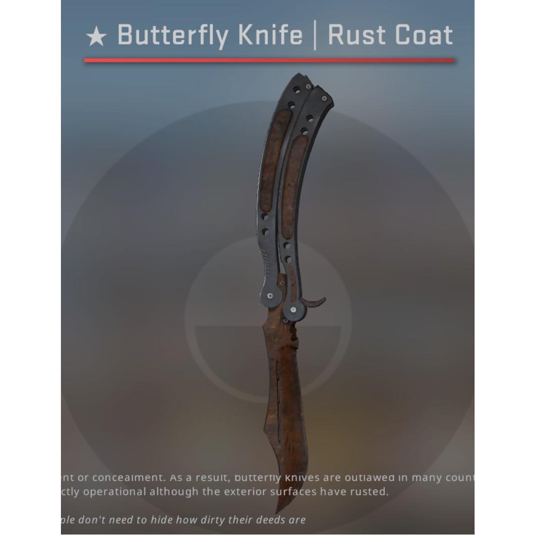 Csgo Butterfly Knife Rust Coat 0.615 Float (Currently on trade hold till 14th may), Video Gaming