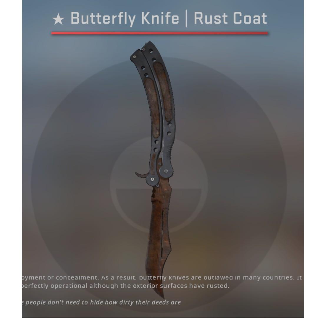 Csgo Butterfly Knife Rust Coat 0.615 Float (Currently on trade hold till 14th may), Video Gaming