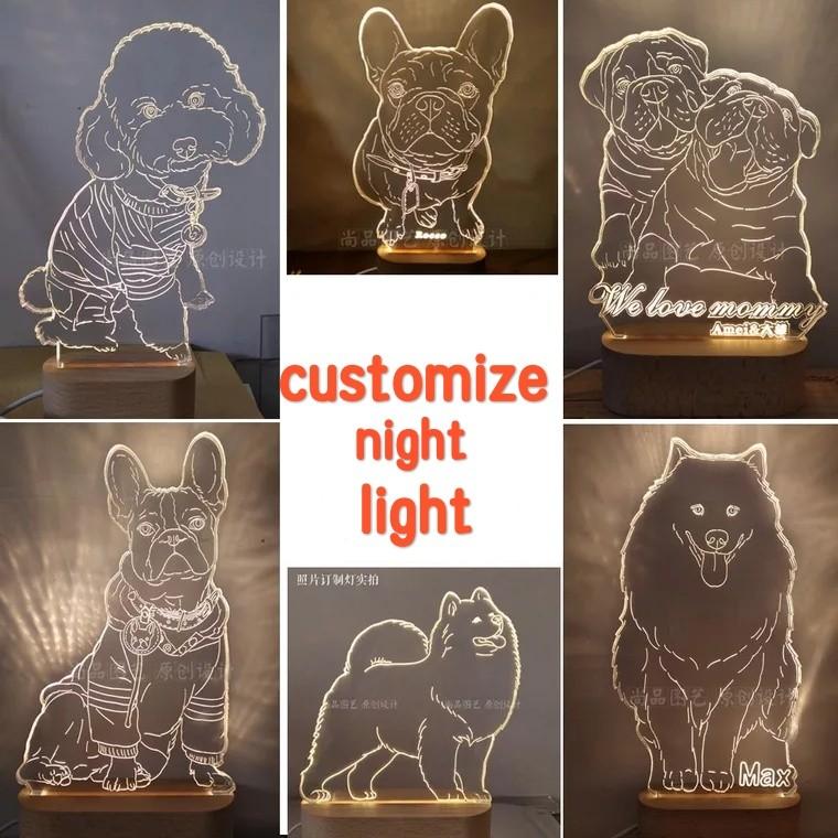 Customize Dog Cat Gift Night Light Table Lamp Ikea Ins Pet