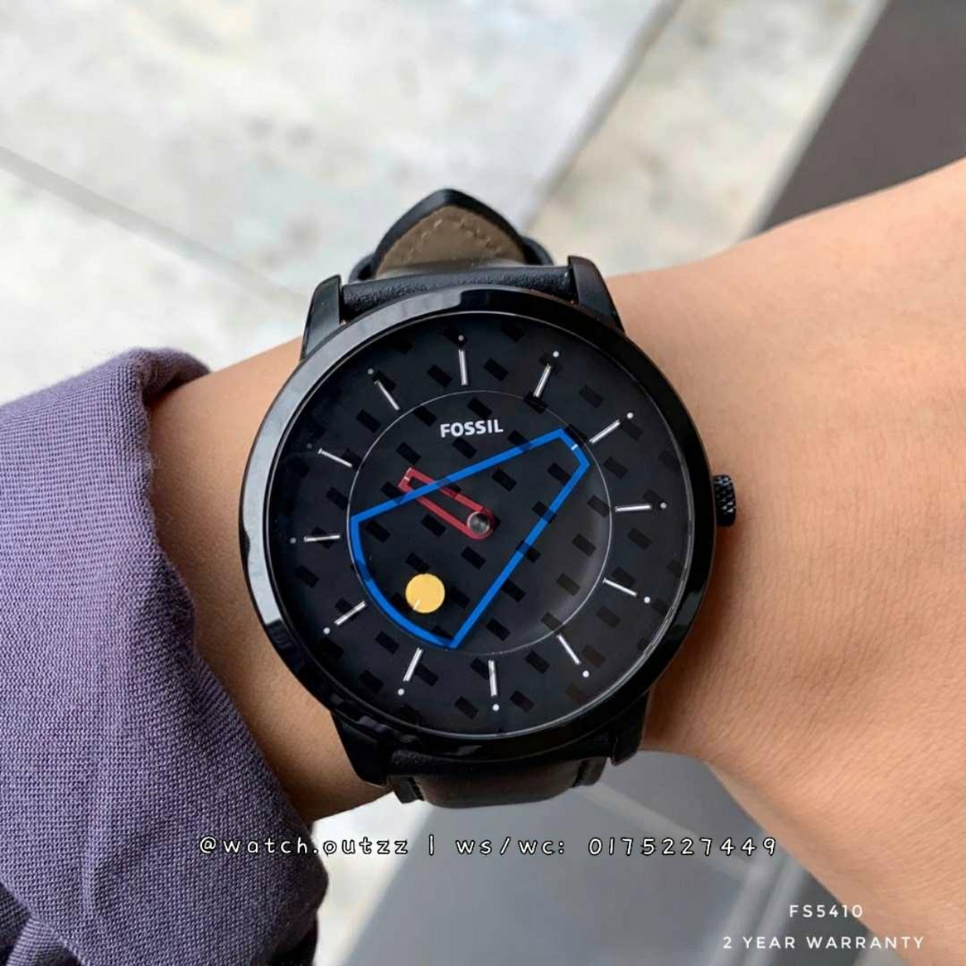 Fossil minimalist watch black leather shop