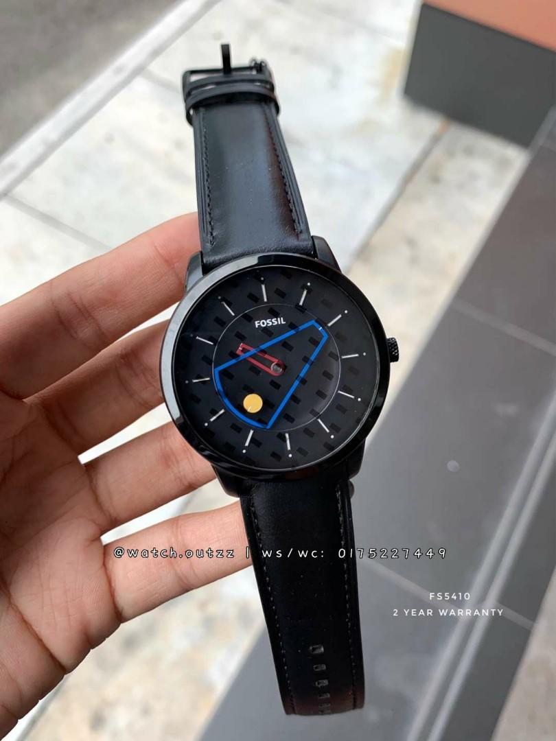 Fossil Minimalist Black Leather Strap Watch Men s Fashion